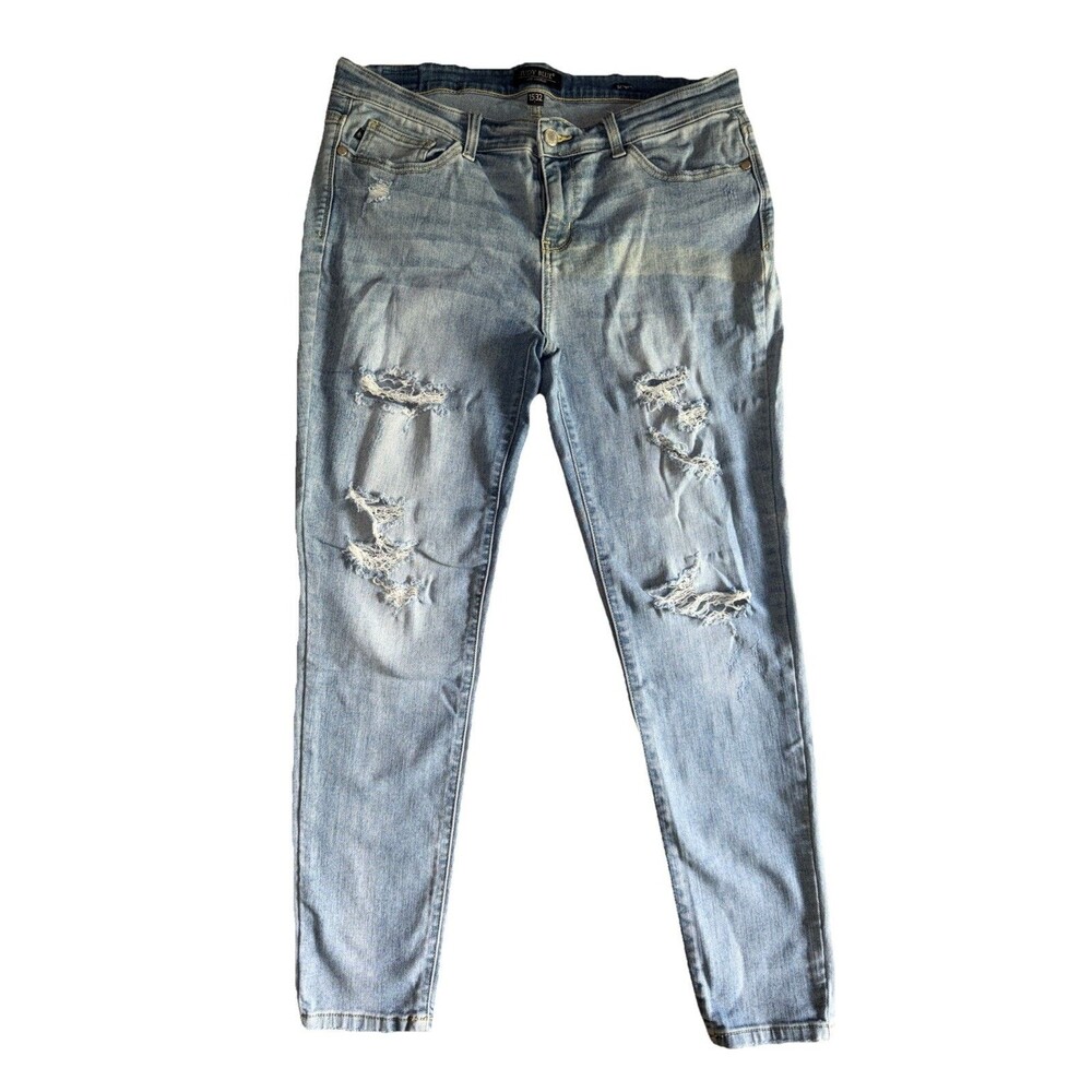 JUDY BLUE Los Angeles Skinny Fit Blue Jeans Women 15/32 Stretch Distressed Light